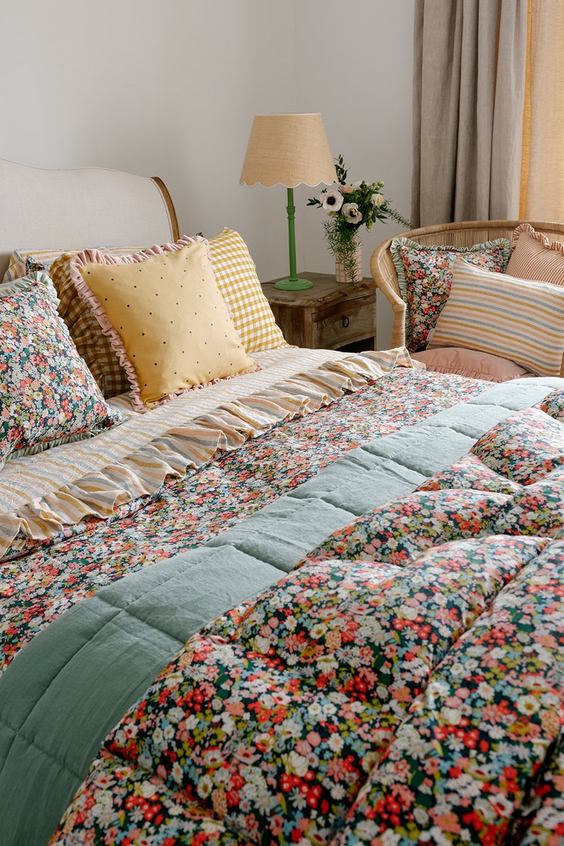 Bedding Set Made With Liberty Fabric 'thorpe Green' - Etsy
