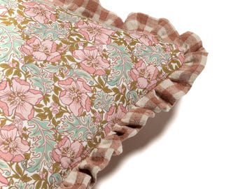 Linen Cushion made with Liberty fabric 'Millie Francesca'