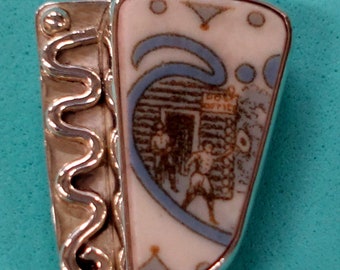 Historical Union Pacific Railroad China Pin/PendantCombo with Partial Pony Express Rider Art