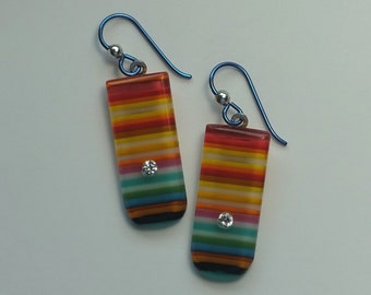 Colorful Comfortable Fused Glass Earrings by Greta Schneider