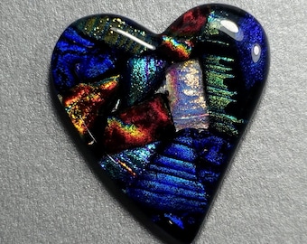 Colorful Collage of Dichroic Glass Pieces in this Pretty Heart.  Bail optional upon request!  Free Shippin too!