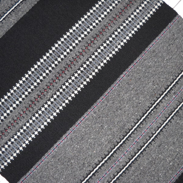 Woven Wall Hanging Nordic Black & Grey Wool - Nordic Night Sky Handwoven Norwegian Krokbragd Wall Hanging - Scandinavian Weaving - 28"x47.5"