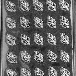 May include: A plastic mold for making chocolate leaves. The mold has 21 individual leaf shapes. The mold is labeled "Life of the Party 0886 FDA Approved 57".