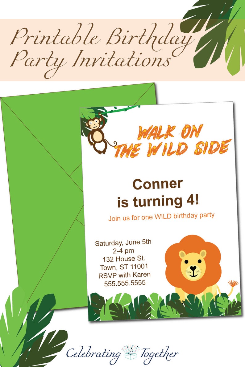 PRINTABLE safari happy birthday banner and invitations | Etsy