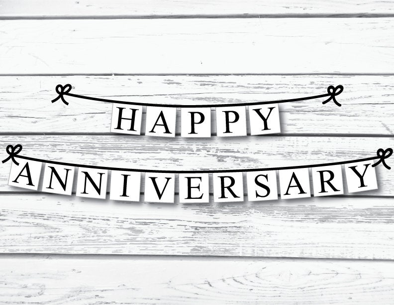 printable happy anniversary banner printable party etsy