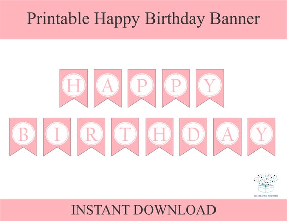 Printable Happy Birthday Banner Instant Download Birthday Decoration Girl Birthday Party Ideas DIY Pink 1st Birthday Bunting for Girls Etsy UK