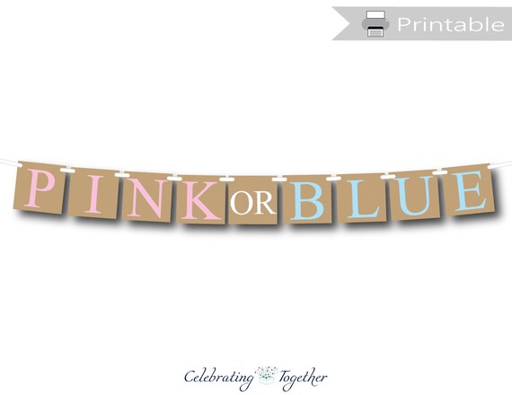 Printable Pink Or Blue Banner Diy Baby Shower Banner Rustic