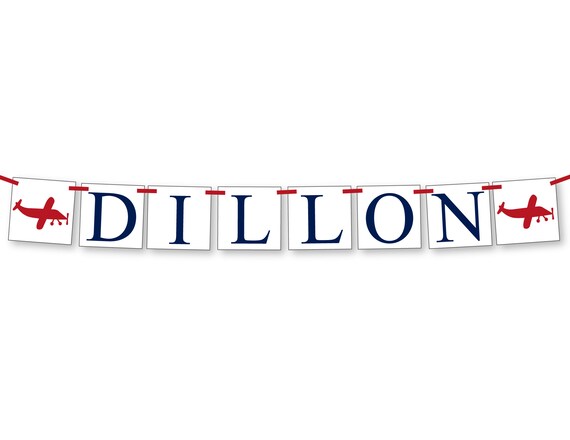 Personalized Childs Name Banner, airplane 1st birthday party decorations, aviation babys room decor, biplane for boys birthday garland Il_570xn