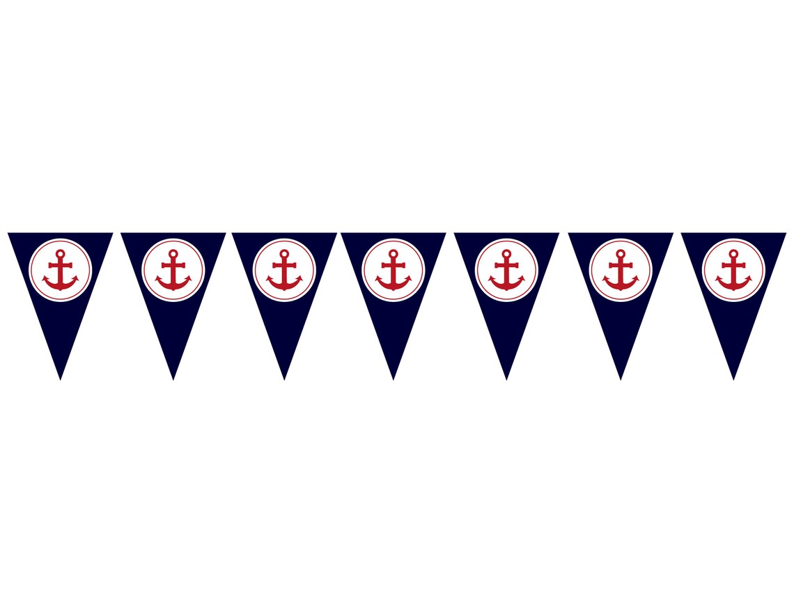 Printable nautical happy birthday banner instant download | Etsy