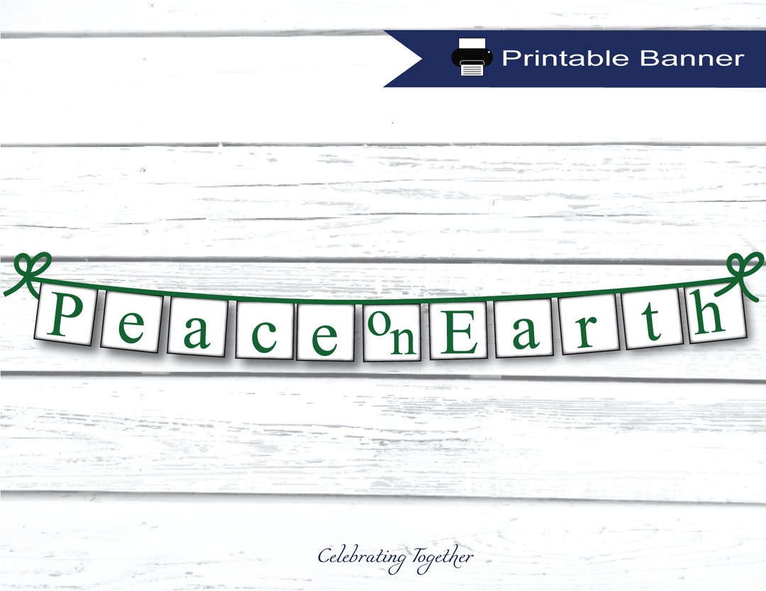 PRINTABLE Peace on Earth Banner, Instant Download Christmas Garland for ...