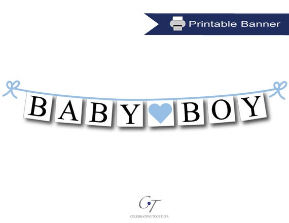 PRINTABLE baby shower banner, instant download boy baby shower decoration, gender reveal party decor, diy downloadable blue its a boy sign Il_570xn