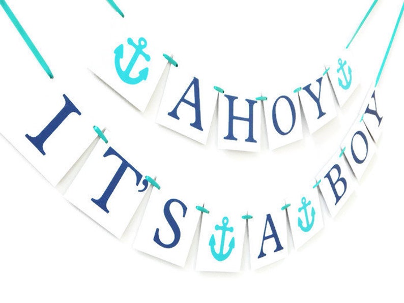Ahoy Its A Boy Banner Baby Boy Banner Baby Shower Banner Anchor Baby Shower Decorations Boy Baby Shower Decor Nautical Baby Shower Sign