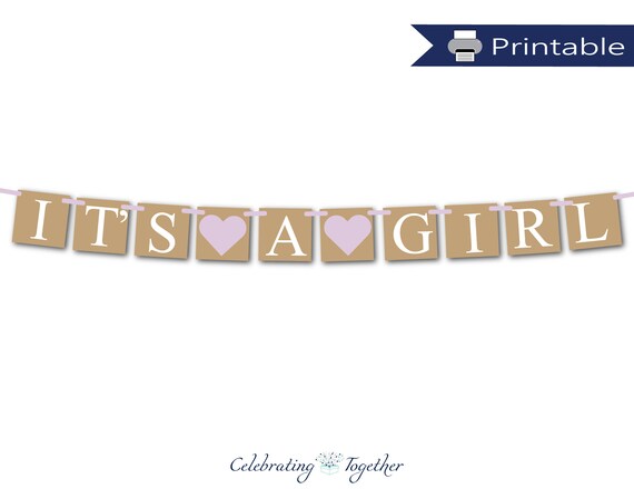 PRINTABLE its a girl banner, lavender baby shower decoration, digital download baby girl sign, diy baby shower banner, gender reveal party Il_570xn