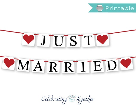 Printable Just Married Banner Instant Download Wedding Send - Etsy