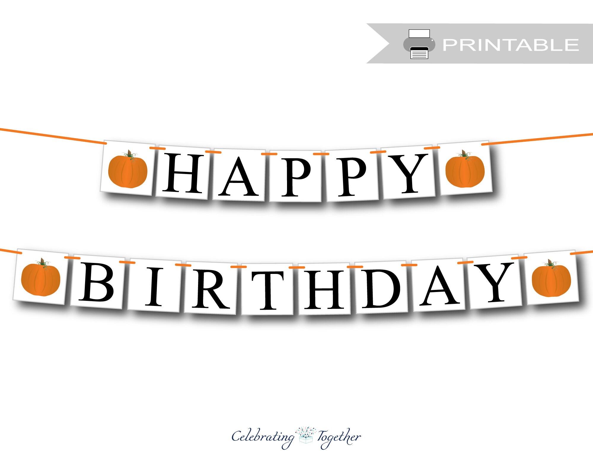 PRINTABLE Fall Happy Birthday Banner Instant Download Pumpkin | Etsy UK