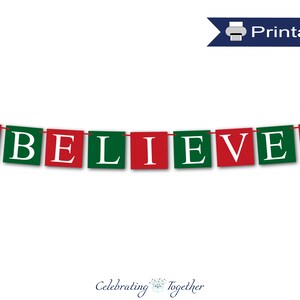 PRINTABLE festive believe banner with stars, instant download christmas garland for living room mantel, do you believe holiday decor