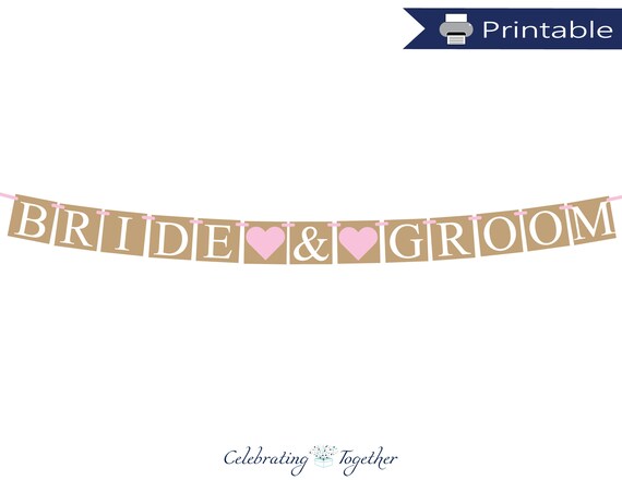 Printable Rustic Bride And Groom Banner Instant Download Wedding