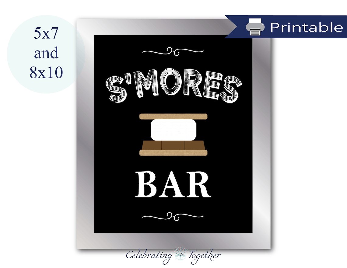 Printable S'mores Bar Sign Chalkboard Dessert Table - Etsy