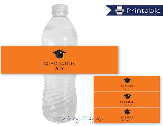 printable graduation water bottle labels, graduation party decor, so proud of you drink wraps, class of 2020 instant download, congrats grad Il_570xn