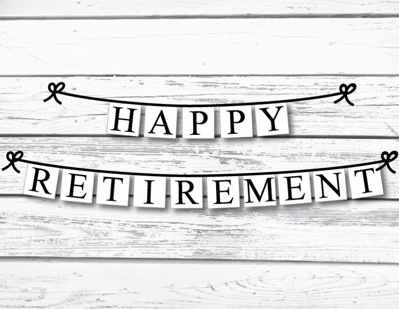 printable happy retirement banner printable decorations etsy