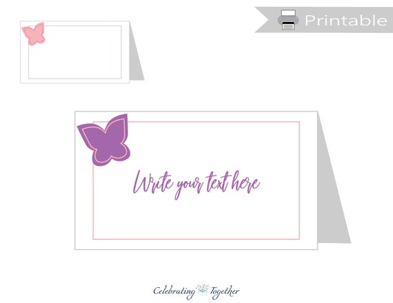 PRINTABLE butterfly food labels, digital download baby shower sign, whimsical garden party decor, girls party DIY blank place cards Il_570xn