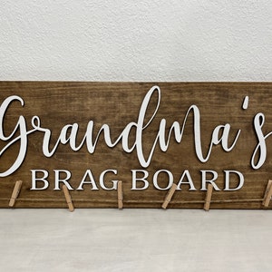 3D Grandma's brag board sign, wood signs for grandparents, rustic home decor for nana, Mother's Day Gift for Grandma picture holder display