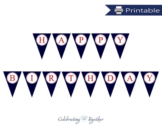 Printable Happy Birthday Banner Instant Download Nautical