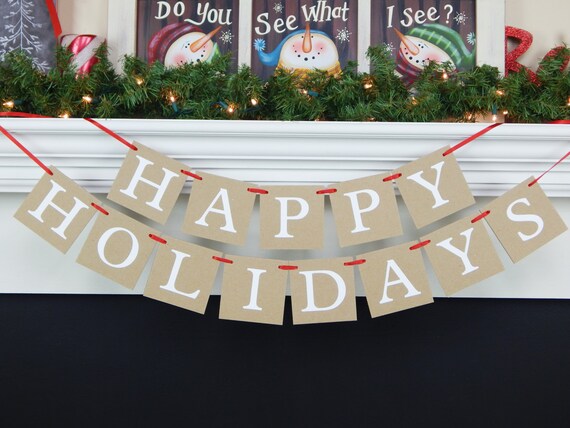 Happy Holidays Banner Christmas banner home holiday decor | Etsy