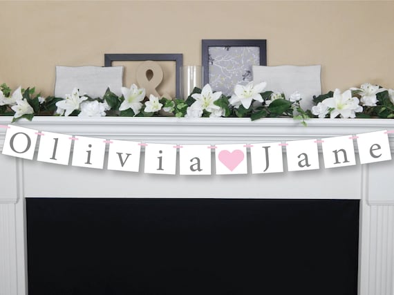 custom baby name banner for baby shower decoration, personalized name nursery decor, girl baby garland, its a girl bunting, girl name sign