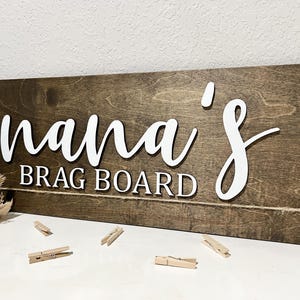 Nana's Brag Board Sign, Wood Sign for Grandparents, Rustic Home Decor ...