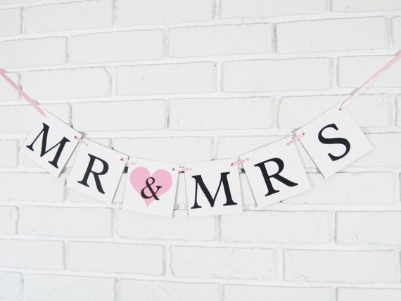 Mr And Mrs Banner Bridal Shower Garland Bride And Groom Etsy