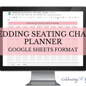 Wedding seating chart planner, Google Sheets template printable, digital download event planning, table arrangements templates image 1