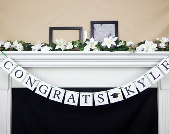 Congratulations banner with custom name, personalized congrats grad sign, class of 2025 banner, graduation party garland, you did it decor