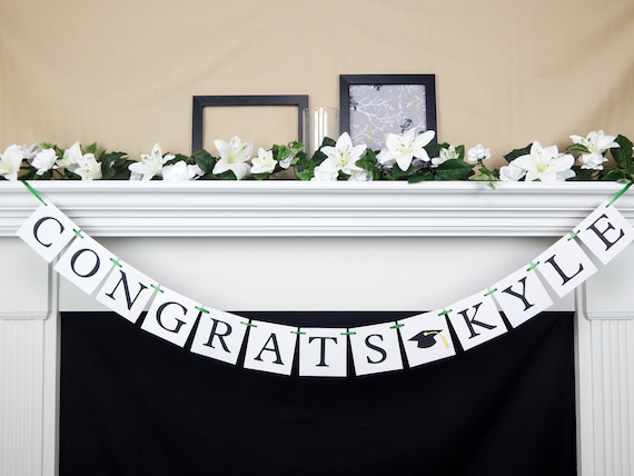 Congratulations banner with custom name, personalized congrats grad sign, class of 2020 banner, graduation party garland, you did it decor Il_570xn