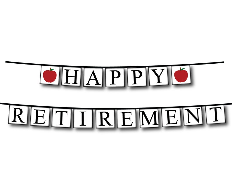 printable happy retirement banner red apple school teacher