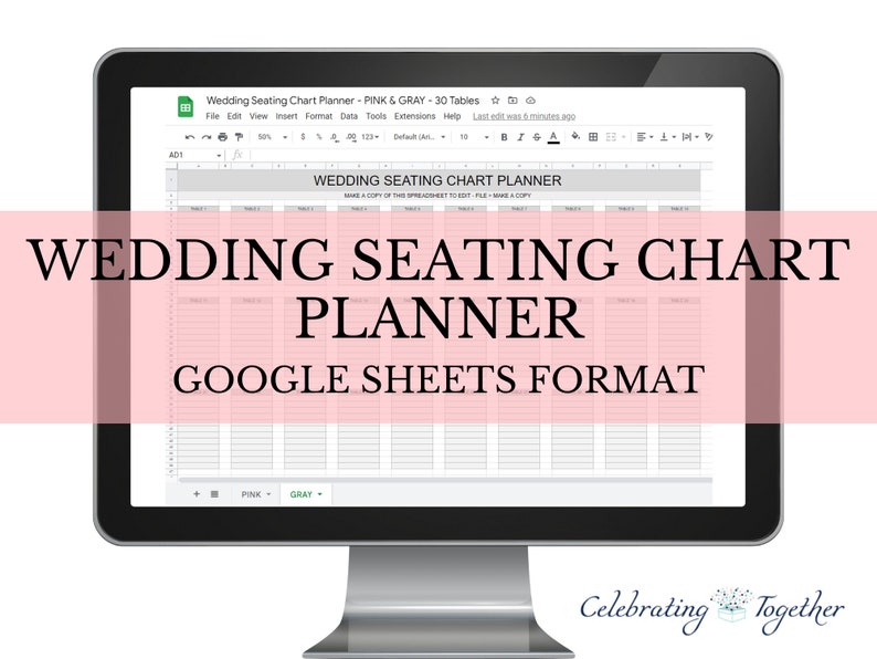 Wedding seating chart planner, Google Sheets template printable, digital download event planning, table arrangements templates image 4