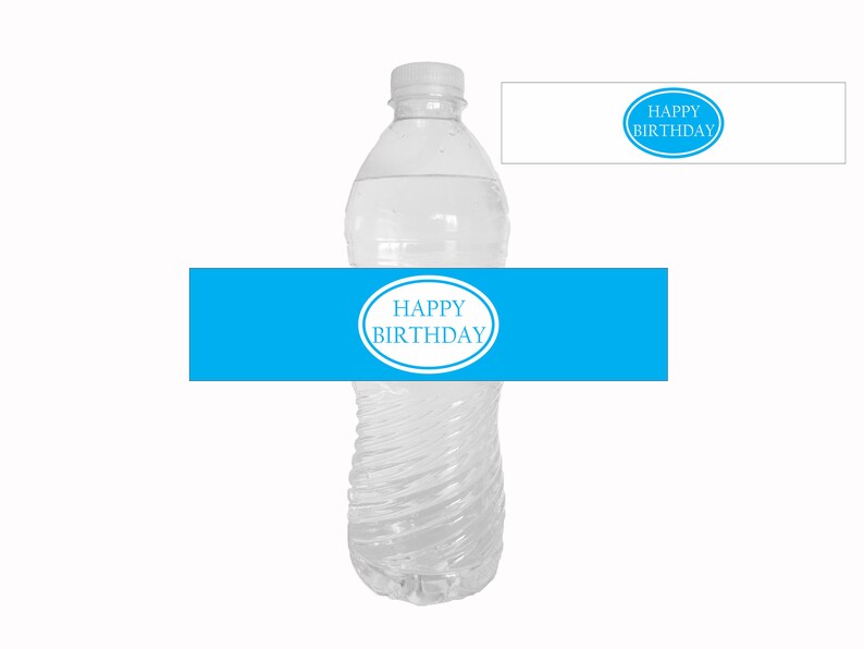Printable happy birthday water bottle labels blue birthday | Etsy