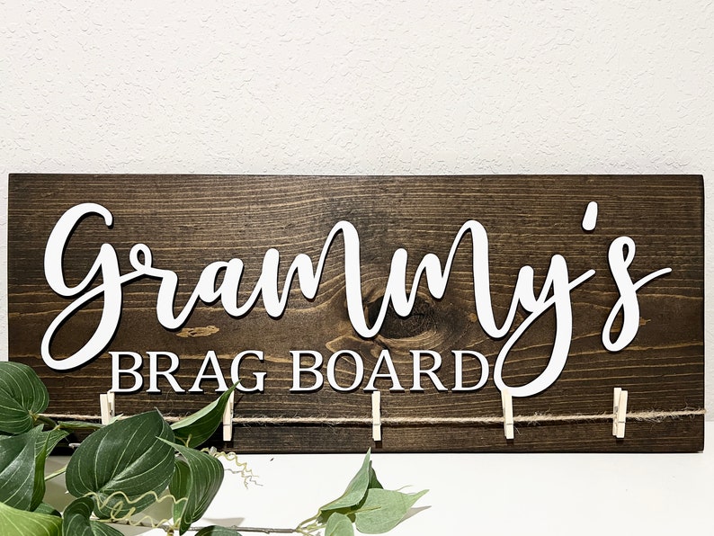 Grammy's Brag Board Sign, Wood Sign for Grandparents, Rustic Home Decor ...