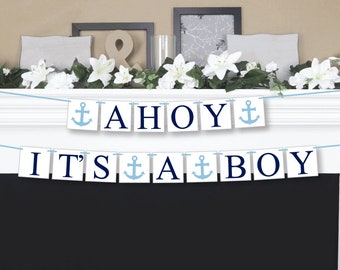 Bannière Ahoy Its A Boy, bannière bébé garçon, bannière baby shower, décorations ancre baby shower, décoration baby shower garçon, signe nautique baby shower