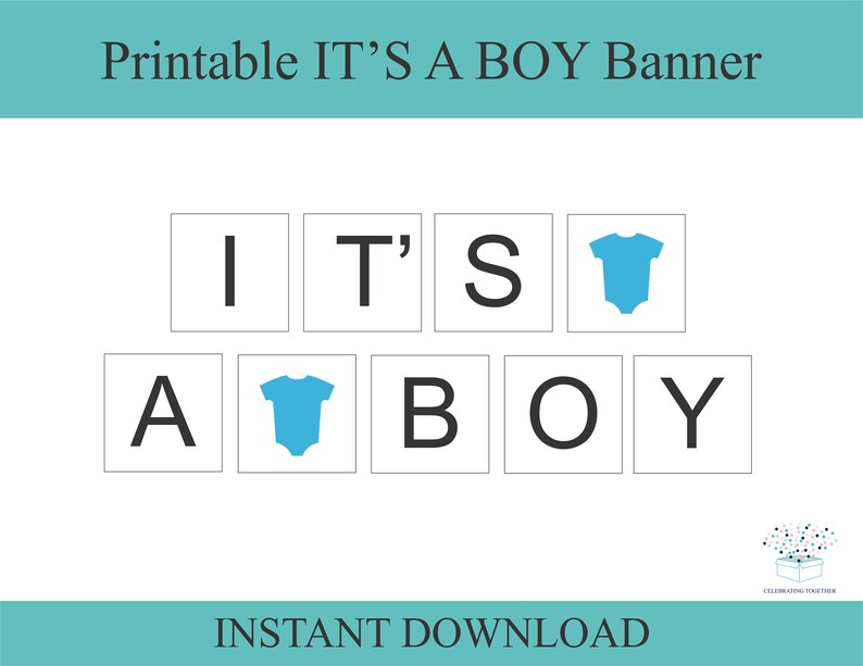 Printable Its A Boy Banner Boys Baby Shower Decorations Etsy