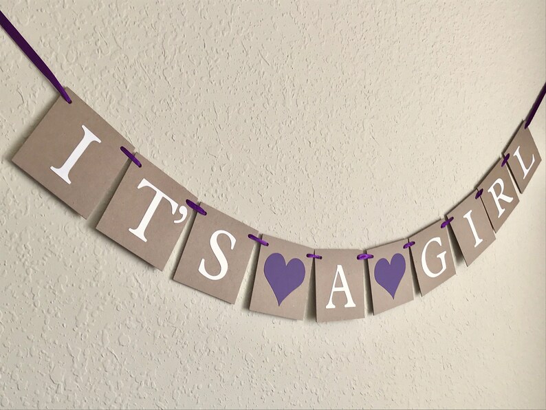 On Purple Its A Girl Banner Baby Shower Girl Banner Baby Shower
