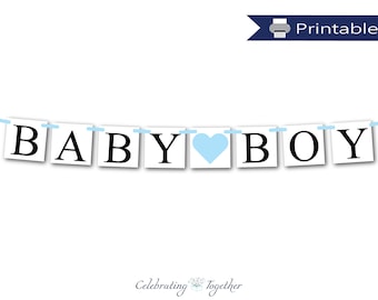 PRINTABLE baby shower banner, instant download boy baby shower decoration, gender reveal party decor, diy downloadable blue its a boy sign