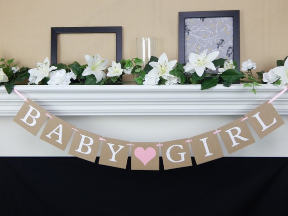 Baby Girl Banner, rustic baby shower decorations, girl baby shower garland for gender reveal party, its a girl bunting, pink mommy to be Il_570xn