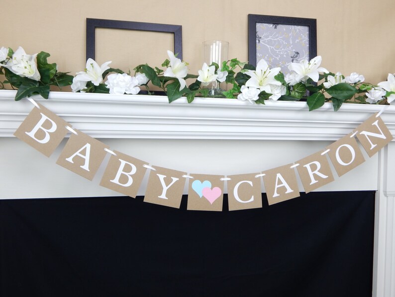 Baby Name Banner Gender Reveal Decoration Ideas Rustic Baby Shower Decor Personalized Nursery Name Sign Pregnancy Announcement Bunting