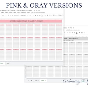 Wedding seating chart planner, Google Sheets template printable, digital download event planning, table arrangements templates image 2