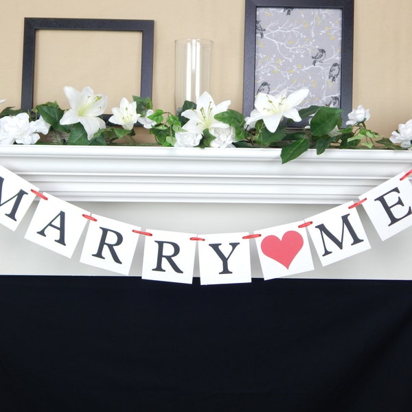 Will you marry me banner, marriage proposal sign, surprise engagement garland, pop the question bunting, he asked she said yes decorations