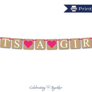 PRINTABLE Its a Girl Banner Hot Pink Baby Shower Decoration - Etsy