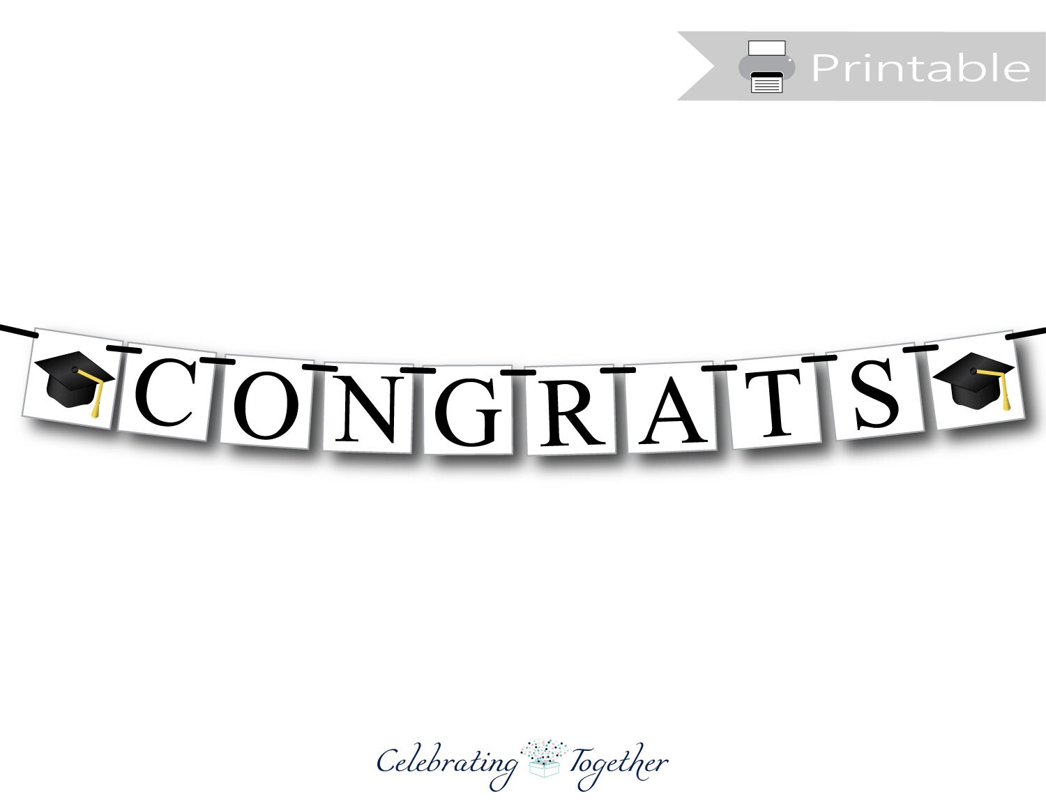 Black Congratulations Bunting Banner Congrats Garland Decoration Graduation