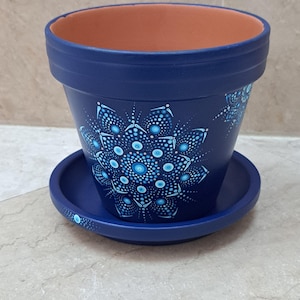 Hand Painted Mandala Flower Pot