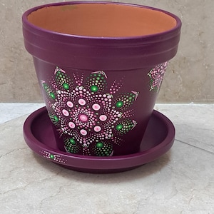 Hand Painted Mandala Flower Pot